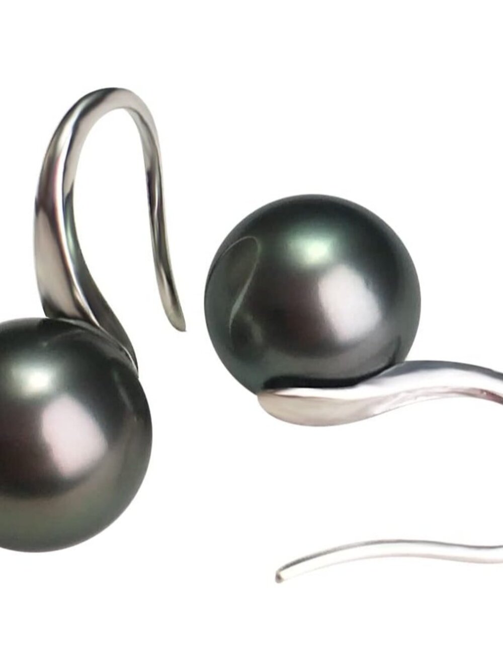 Elegant Tahitian Black Pearl & Freshwater Cultured Pearl Dangle Earrings in 18K